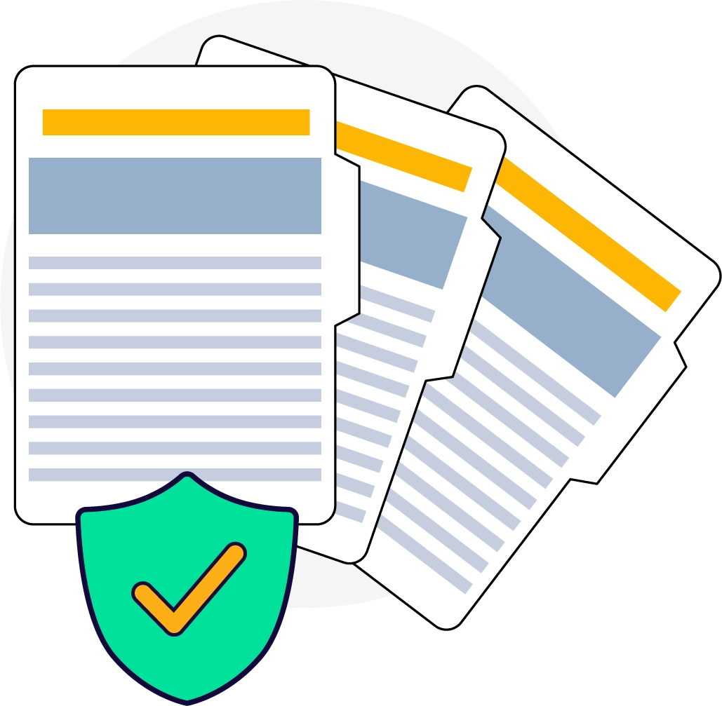 Icon of a file folder featuring a prominent green checkmark, symbolizing approval or completion.