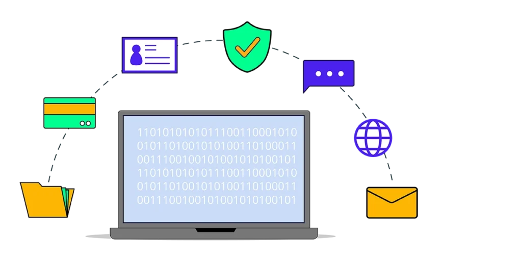 A laptop displayed with multiple icons around it, symbolising various software and digital tools.