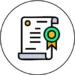 A Circular Icon Of A Paper With A Certificate On It