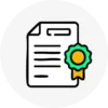 A Circular Icon Of A Paper With A Certificate On It