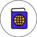 A Circular Icon With A Passport