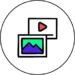 A Circular Icon With Media Icons