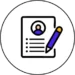 A Circular Icon With A Resume And Pencil